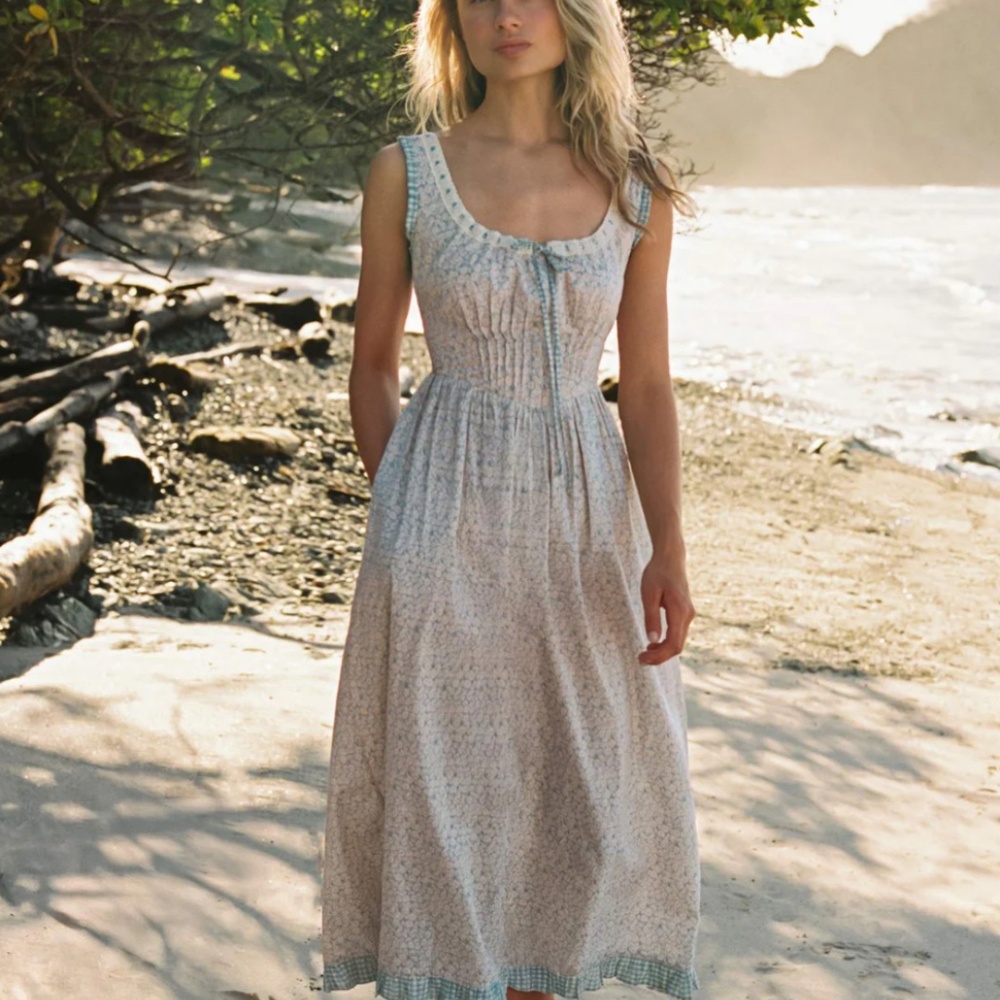 Christy Dawn Light Blue Floral Midi Dress